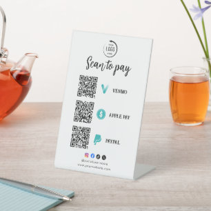 Scan To Pay Business Logo Qr Code Pedestal Sign