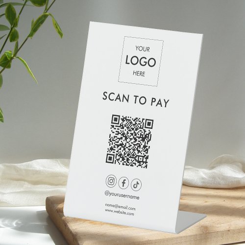 Scan To Pay Business Logo Qr Code Pedestal Sign