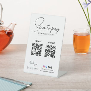 Scan To Pay Business Logo Qr Code Pedestal Sign