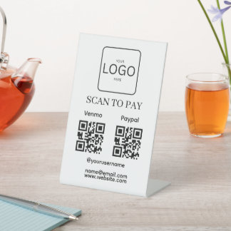 Scan To Pay Business Logo Qr Code Pedestal Sign