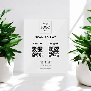 Scan To Pay Business Logo Social Media Acrylic Sign