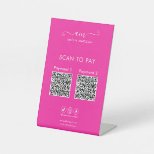 Scan To Pay Business Qr Code Vibrant Pink Pedestal Sign