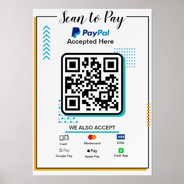 Scan to Pay Business Sign | Paypal QR Code Payment Holder (Front)