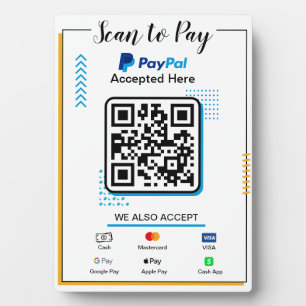 Scan to Pay Business Sign   Paypal QR Code Payment Plaque