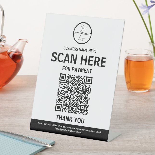 Scan To Pay Business Tabletop Sign (In SItu)