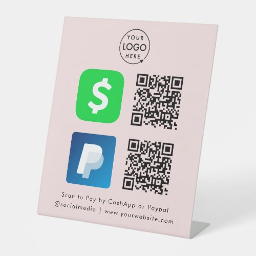 Scan to Pay  CashApp Paypal QR Code Payment Pink Pedestal Sign