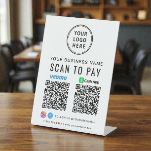 Scan to Pay CashApp Venmo QR Code Logo Pedestal Sign