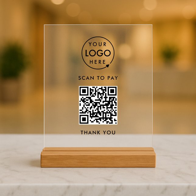 Scan to Pay Clear Acrylic Sign | QR Code Payment (Creator Uploaded)
