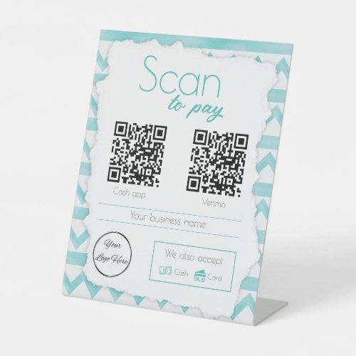 scan to pay coastal breeze boho with 2 QR codes Pedestal Sign