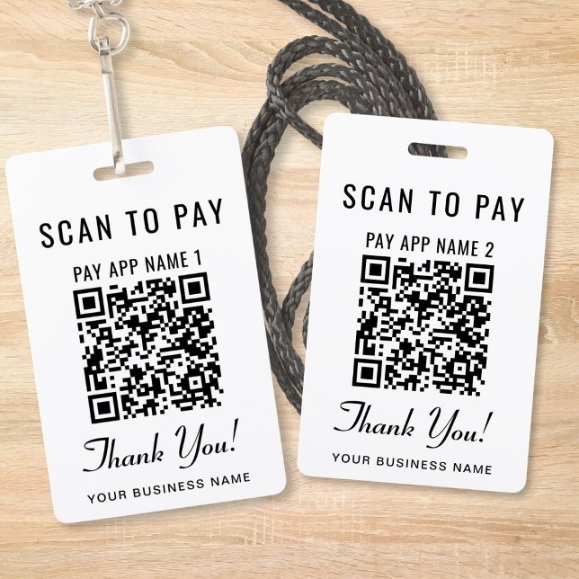 Scan to Pay Dual Payment QR Code Wearable Vendor Badge (Wear it. Scan it. Get paid. Scan to Pay QR Code Dual Payment Wearable Badge
)