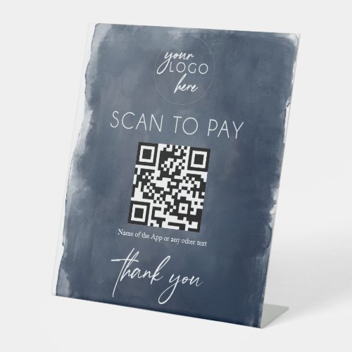 Scan to pay elegant blue business sign