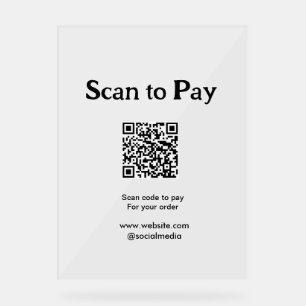 Scan to pay for order QR code add website social m Acrylic Sign