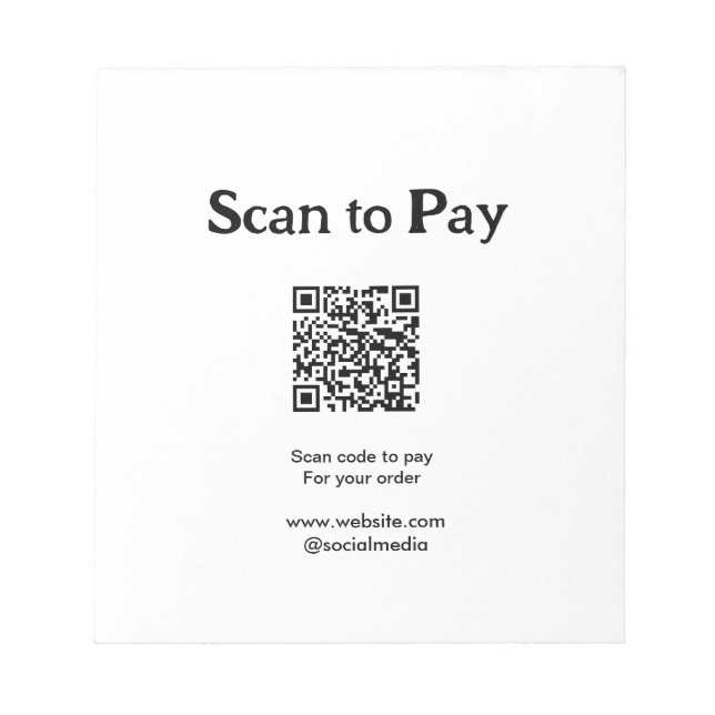 Scan to pay for order QR code add website social m Notepad (Front)