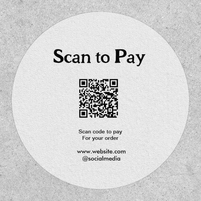 Scan to pay for order QR code add website social m Patch (Front)