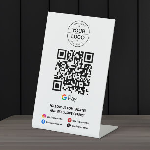 Scan to Pay Google Pay QR Code Pedestal Sign