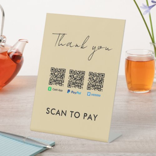 Scan to Pay Groovy Thank you Venmo Paypal CashApp Pedestal Sign
