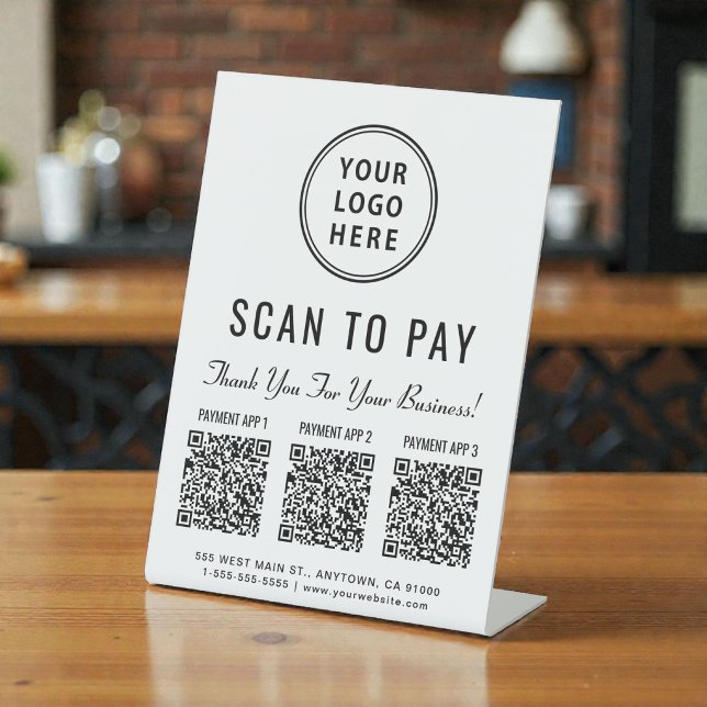 Scan to Pay Logo 3 Payment QR Codes Pedestal Sign (Scan to Pay Logo 3 Payment QR Codes Pedestal Sign)