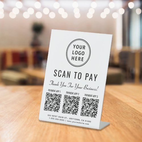Scan to Pay Logo 3 Payment QR Codes Pedestal Sign