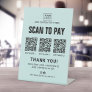 Scan to pay logo 3 QR codes light aqua blue Pedestal Sign