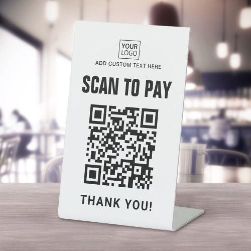 Scan to pay logo QR code white or custom color Pedestal Sign