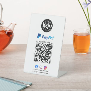  Scan to Pay PayPal QR Code Business Logo Pedestal Sign