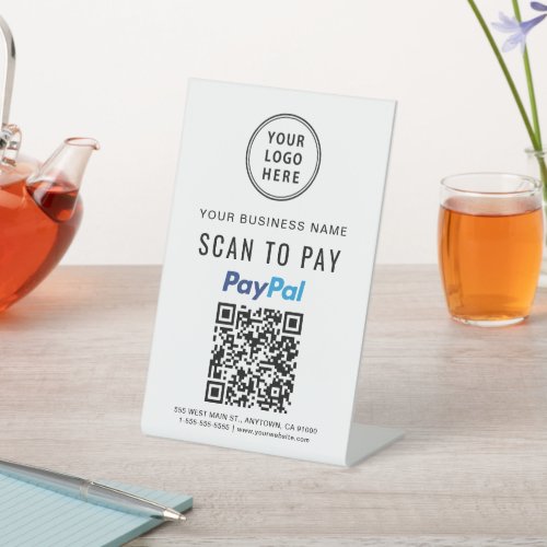 Scan to Pay PayPal QR Code Logo Pedestal Sign