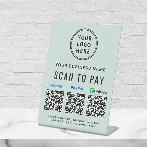 Scan to Pay Paypal Venmo CashApp QR Code Logo Mint Pedestal Sign