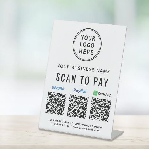 Scan to Pay Paypal Venmo CashApp QR Codes Logo Pedestal Sign