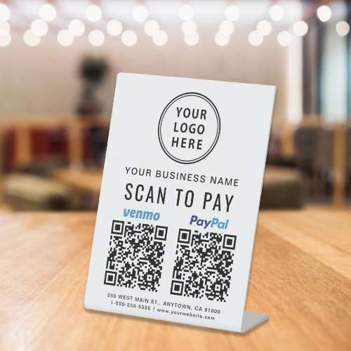 Scan to Pay Paypal Venmo QR Codes Logo Pedestal Sign
