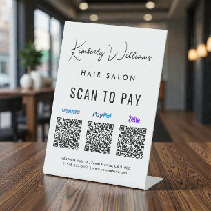 Scan to Pay Paypal Venmo Zelle QR Code Business  Pedestal Sign