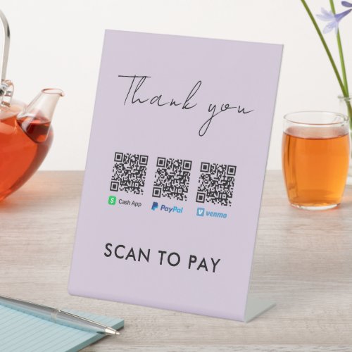 Scan to Pay Purple Thank you Venmo Paypal CashApp Pedestal Sign