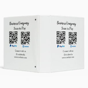 Scan to pay q r code paypal venmo add your website 3 ring binder