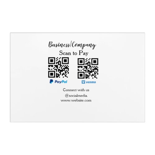 Scan to pay q r code paypal venmo add your website acrylic print