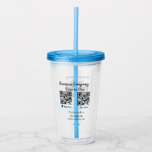 Scan to pay q r code paypal venmo add your website acrylic tumbler