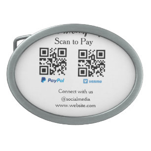 Scan to pay q r code paypal venmo add your website belt buckle