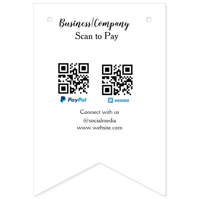 Scan to pay q r code paypal venmo add your website bunting flags (First Flag)