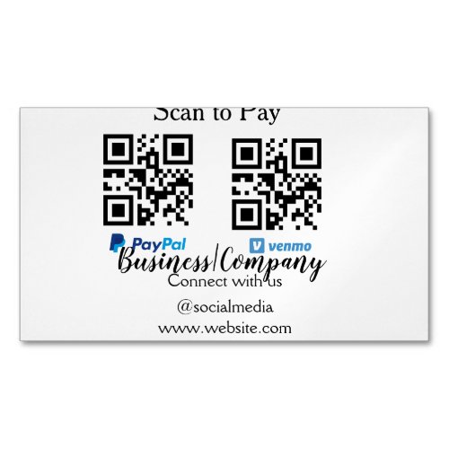 Scan to pay q r code paypal venmo add your website business card magnet