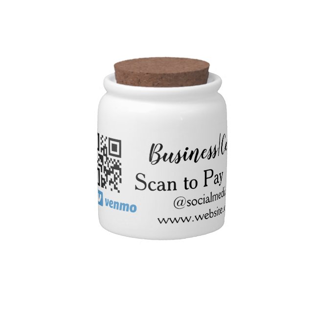 Scan to pay q r code paypal venmo add your website candy jar (Front)