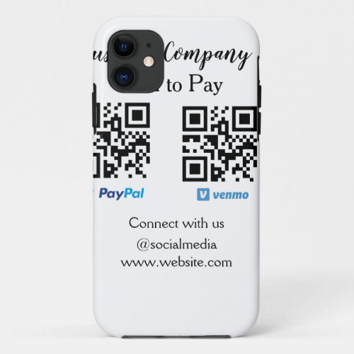 Scan to pay q r code paypal venmo add your website iPhone 11 case