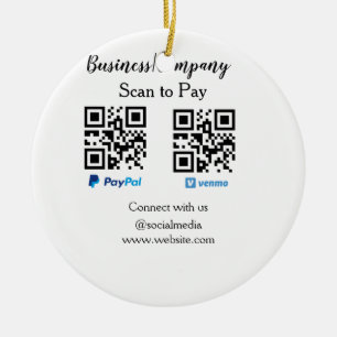 Scan to pay q r code paypal venmo add your website ceramic ornament