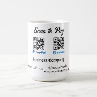 Scan to pay q r code paypal venmo add your website coffee mug