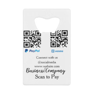 Scan to pay q r code paypal venmo add your website credit card bottle opener