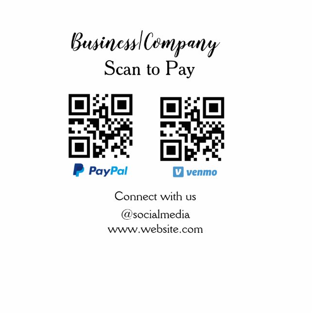 Scan to pay q r code paypal venmo add your website cutout (Front)
