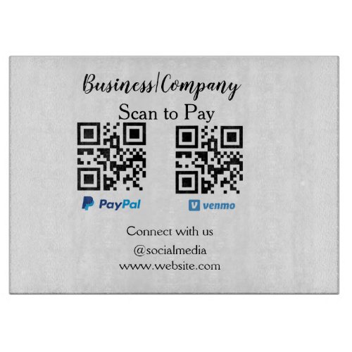 Scan to pay q r code paypal venmo add your website cutting board