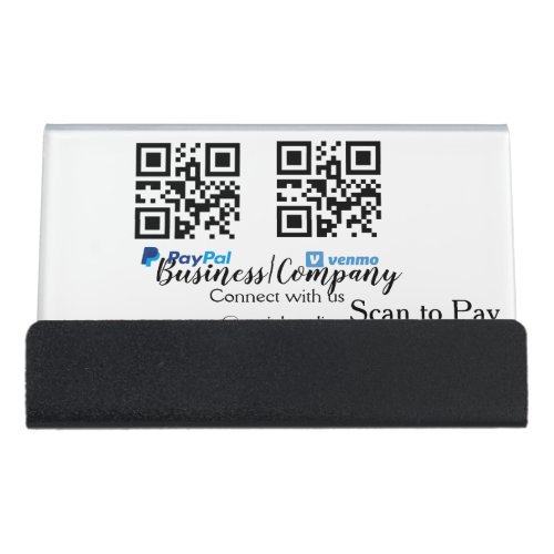 Scan to pay q r code paypal venmo add your website desk business card holder