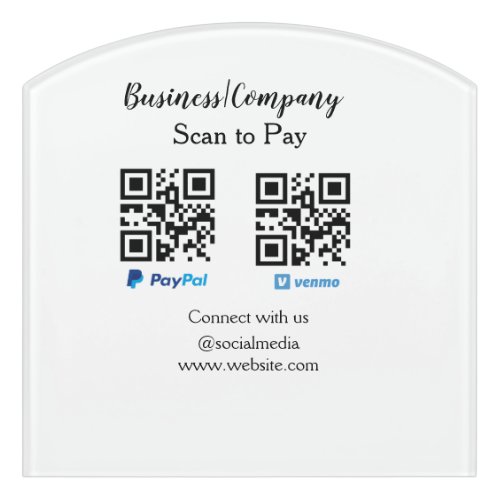 Scan to pay q r code paypal venmo add your website door sign