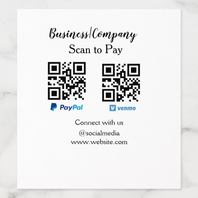 Scan to pay q r code paypal venmo add your website envelope liner (Design)