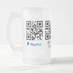 Scan to pay q r code paypal venmo add your website frosted glass beer mug