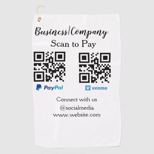 Scan to pay q r code paypal venmo add your website golf towel
