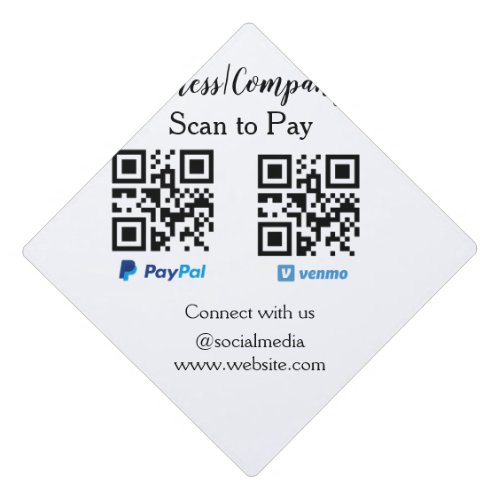 Scan to pay q r code paypal venmo add your website graduation cap topper
